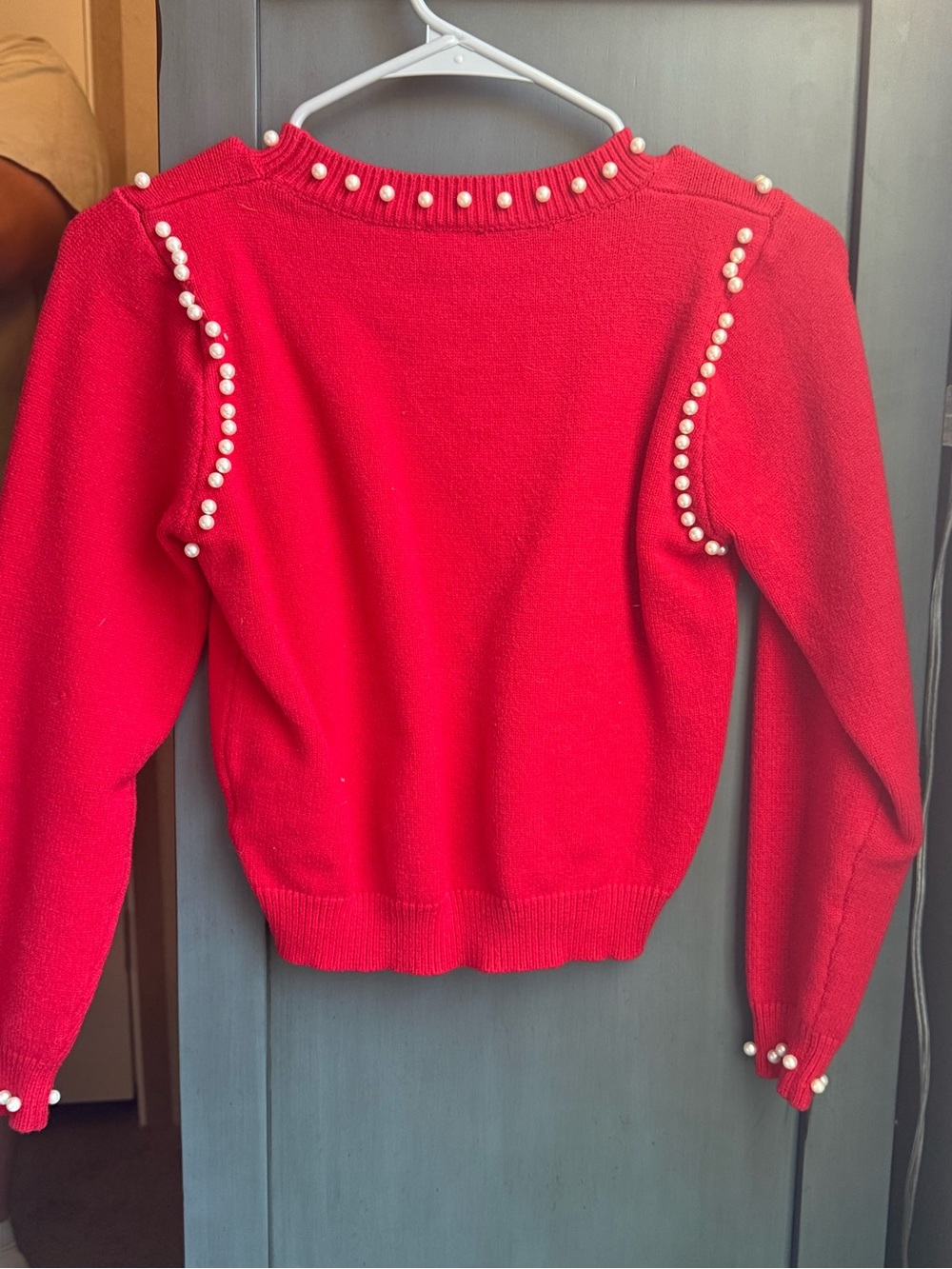 So Me Red Pearl-Trim Crewneck Sweater - Picture 2 of 4